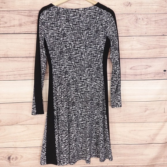 LAUREN RALPH LAUREN BLACK AND WHITE LONG SLEEVE DRESS WOMENS SIZE 6 GREEN LABEL - Picture 4 of 7